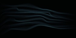 Dot Particles Flowing Blue And Green Gradient Light Wave Pattern Isolated On Black Background. Vector Eps 10