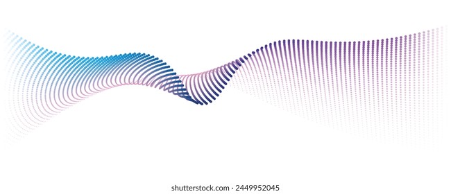 Dot particles flowing waves 3D curve pattern blue and green gradient light eps 10