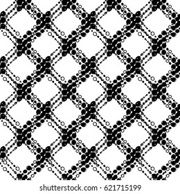 Dot pattern. Abstract  optical illusion of dotted lines. Seamless vector pattern.Hand drawn background of dots. Black and white illustration.
