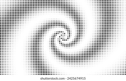 Dot pattern. Abstract spiral pattern. Halftone faded grid. Small point fadew texture. Digital black fading points isolated on white background for print net design. Vector illustration