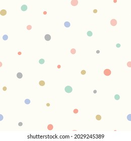 Dot pattern background. Polka dot seamless repeat design of scattered textured spots. Cute colourful geometric resource element. Vector illustration.