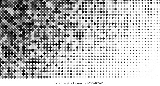 Plano de fundo de padrão ponto. Velocidade quadrada do vetor de pixel geométrico com fade. Textura digital de gradiente de grade de partícula abstrata. Mosaico gráfico de meio-tom em forma de diamante. Dissolver tecnologia de transformação de efeito de gradação