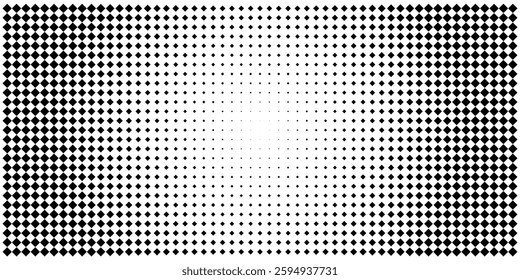 Dot pattern background. Square geometric pixel vector speed fade. Abstract particle grid gradient digital texture. Diamond shape graphic halftone mosaic. Dissolve gradation effect transform technology