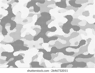 Ponto padrão de camuflagem fundo sem costura em branco e cinza. Fundo de meio-tom abstrato. Efeito de camuflagem militar ponto textura padrão sem costura.	