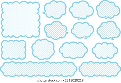 Dot pattern cloud speech bubble set