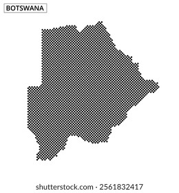 A dot pattern creatively illustrates the outline of Botswana, emphasizing its unique geographical features in a simple yet striking design.