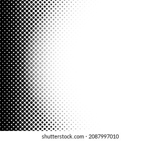 Dot pattern with halftone effect. Comic pop art gradient. Half tone fade background. Black white radial print. Cartoon duotone banner. Monochrome backdrop. Anime gradation frame. Vector illustration