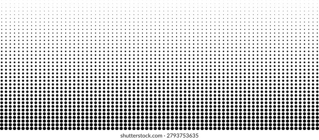 Dot pattern, halftone effect, gradual fade, black and white, abstract background.