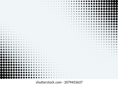 Dot pattern. Halftone fade gradient. Comic pop art background. Black white banner with half tone effect. Cartoon duotone print. Anime radial backdrop. Monochrome gradation frame. Vector illustration