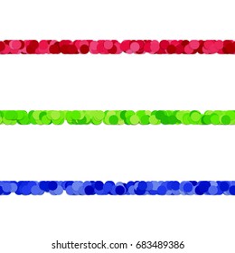 Dot pattern page rule line design set - vector decoration elements from colored circles with shadow effect