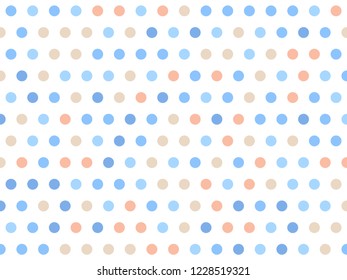 Dot pattern random pastel color. Polka style vector background.
