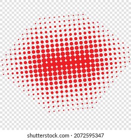 Dot pattern in red in pop art style on a transparent background.