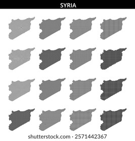 Dot pattern representation of the map of Syria showing detailed geographic features