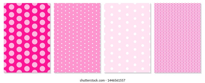 Dot pattern set. Baby background. Pink color. Vector illustration. Polka dot pattern.