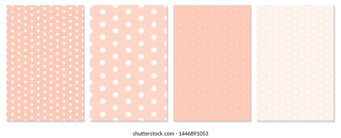 Dot pattern set. Baby background. Coral color. Vector illustration. Polka dot pattern.