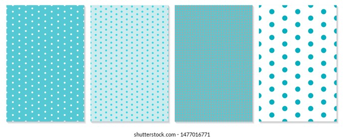 Dot pattern set. Baby background. Blue color. Vector illustration. Polka dot pattern.