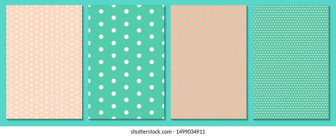 Dot pattern set. Baby background. Coral color. Vector illustration. Polka dot pattern.