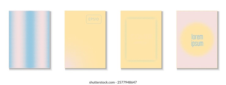 Dot Pattern Set. Cool Circles In Minimal Layout. Young Hipster Design On Annual Page. Abstract Flyer. Minimalist Wave Cover. Geometric Line Background. Trendy Dot Pattern