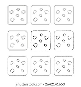 Dot pattern set. Square shape texture. Vector abstract element. Minimal figure design.