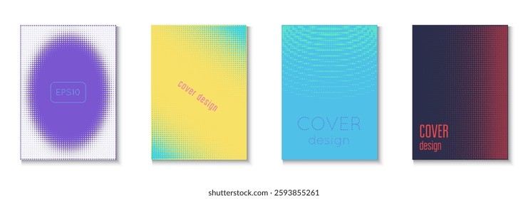 Dot Pattern Set. Summer Concept With Minimal Art. Dynamic Elements In 2d Presentation. Wave Flyer. Minimalist Line Cover. Geometric Book Background. Trendy Dot Pattern