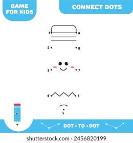 Dot to dot pencil educational game for preschool kids. Activity worksheet. Handwriting practice