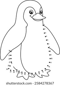 Dot to Dot Penguin Animal Isolated Coloring Page