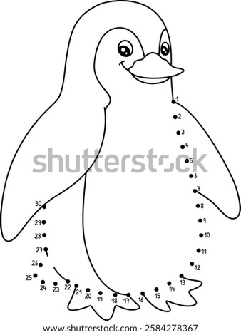 Dot to Dot Penguin Animal Isolated Coloring Page