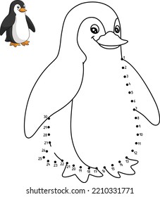 Dot to Dot Penguin Isolated Coloring Page for Kids