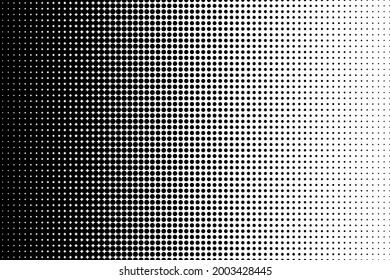 Dot perforation texture. Dots halftone pattern. Faded shade background. Noise gradation. Black pattern isolated on white background for overlay effect. Design comic. Gradient grunge points. Vector