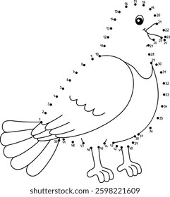 Dot to Dot Pigeon Animal Isolated Coloring Page