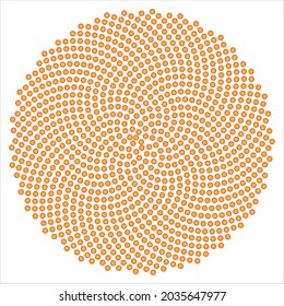 Dot placed in fibonacci pattern