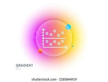 Dot Plot Graph Line Icon. Gradient Blur Button With Glassmorphism. Presentation Chart Sign. Market Analytics Symbol. Transparent Glass Design. Dot Plot Line Icon. Vector