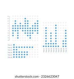 Dot plot infographic chart design template set. Spreading indicator. Research numbers. Economic indicators. Visual data presentation. Editable diagrams collection. Myriad Pro-Bold, Regular fonts used