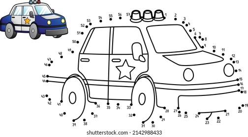 Dot-to-Dot-Polizeiwagen, einzelne Farbseite