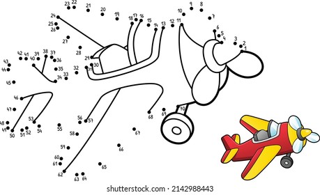 Dot to Dot Propeller Plane Isolated Coloring Page