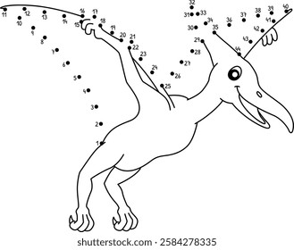 Dot to Dot Pterodactyl Dinosaur Animal Isolated