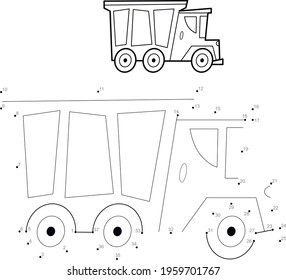 Dot to dot puzzle for children. Connect dots game. truck illustration