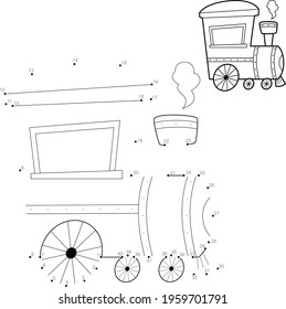 Dot to dot puzzle for children. Connect dots game. locomotive illustration