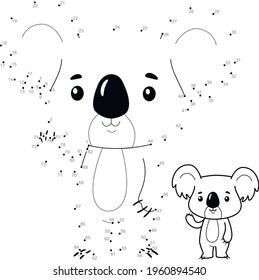 Dot to dot puzzle for children. Connect dots game. koala illustration
