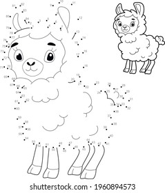 Dot to dot puzzle for children. Connect dots game. sheep illustration