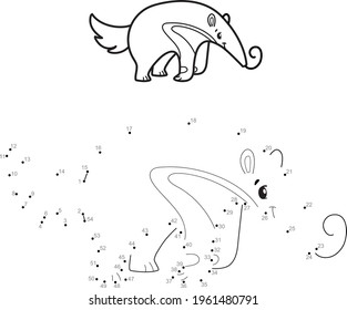 Dot to dot puzzle for children. Connect dots game. ant-eater illustration