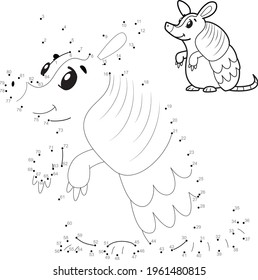 Dot to dot puzzle for children. Connect dots game. armadillo illustration