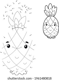 Dot to dot puzzle for children. Connect dots game. pineapple illustration