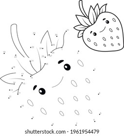 Dot to dot puzzle for children. Connect dots game. Strawberry illustration