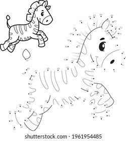 Dot to dot puzzle for children. Connect dots game. zebra illustration