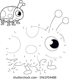 Dot to dot puzzle for children. Connect dots game. ladybug illustration
