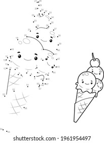 Dot to dot puzzle for children. Connect dots game. ice cream illustration