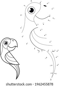 Dot to dot puzzle for children. Connect dots game. parrot illustration