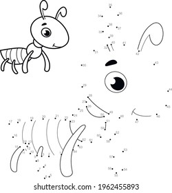 Dot to dot puzzle for children. Connect dots game. ant illustration