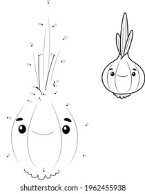 Dot to dot puzzle for children. Connect dots game. onion illustration
